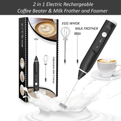 High Quality 2 in 1 Electric Coffee Mixer Rechargeable - USB Charging Egg Beater Blender